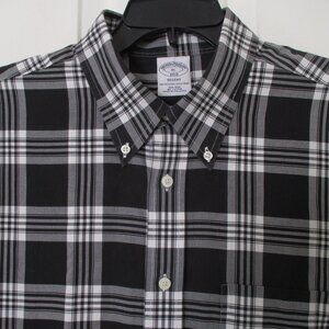 Brooks Brothers Mens L/S Black & White Cotton Button-down Casual Shirt NWOT - XL